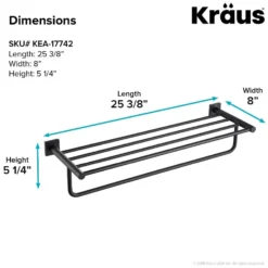 Bathroom Shelf with Towel Bar in Matte Black