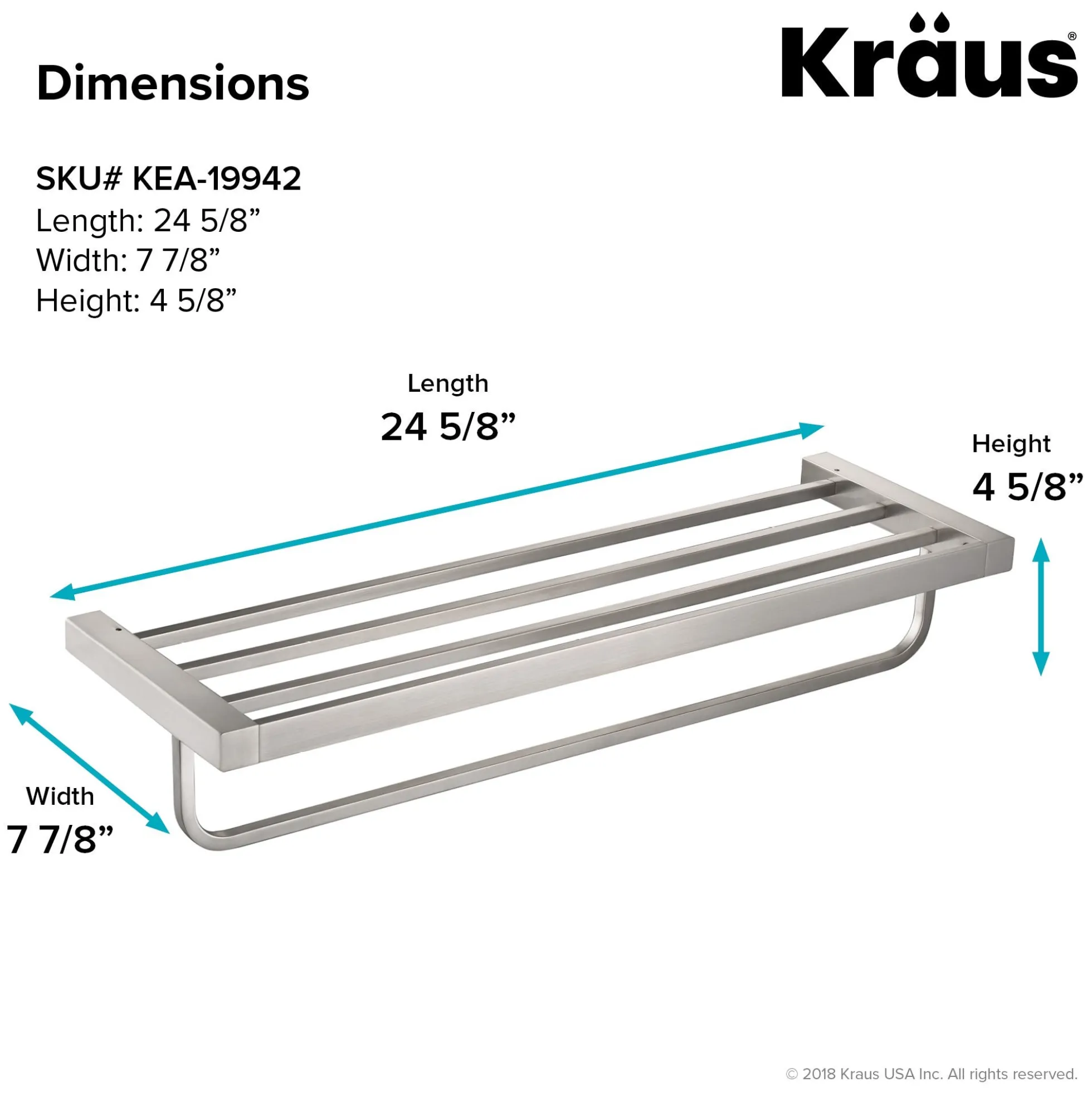 Bathroom Shelf with Towel Bar in Brushed Nickel