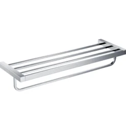Bathroom Shelf with Towel Bar in Chrome