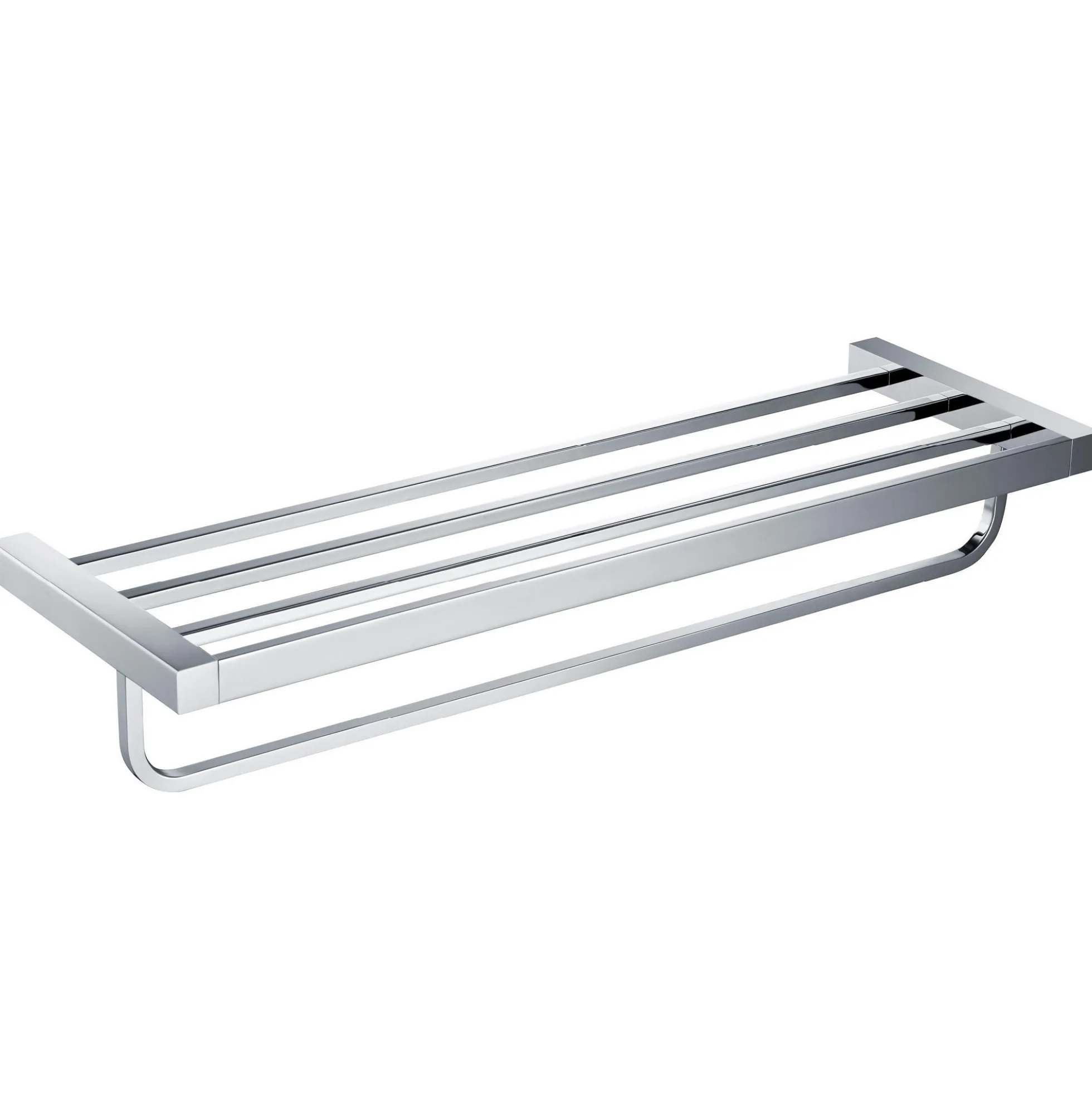 Bathroom Shelf with Towel Bar in Chrome