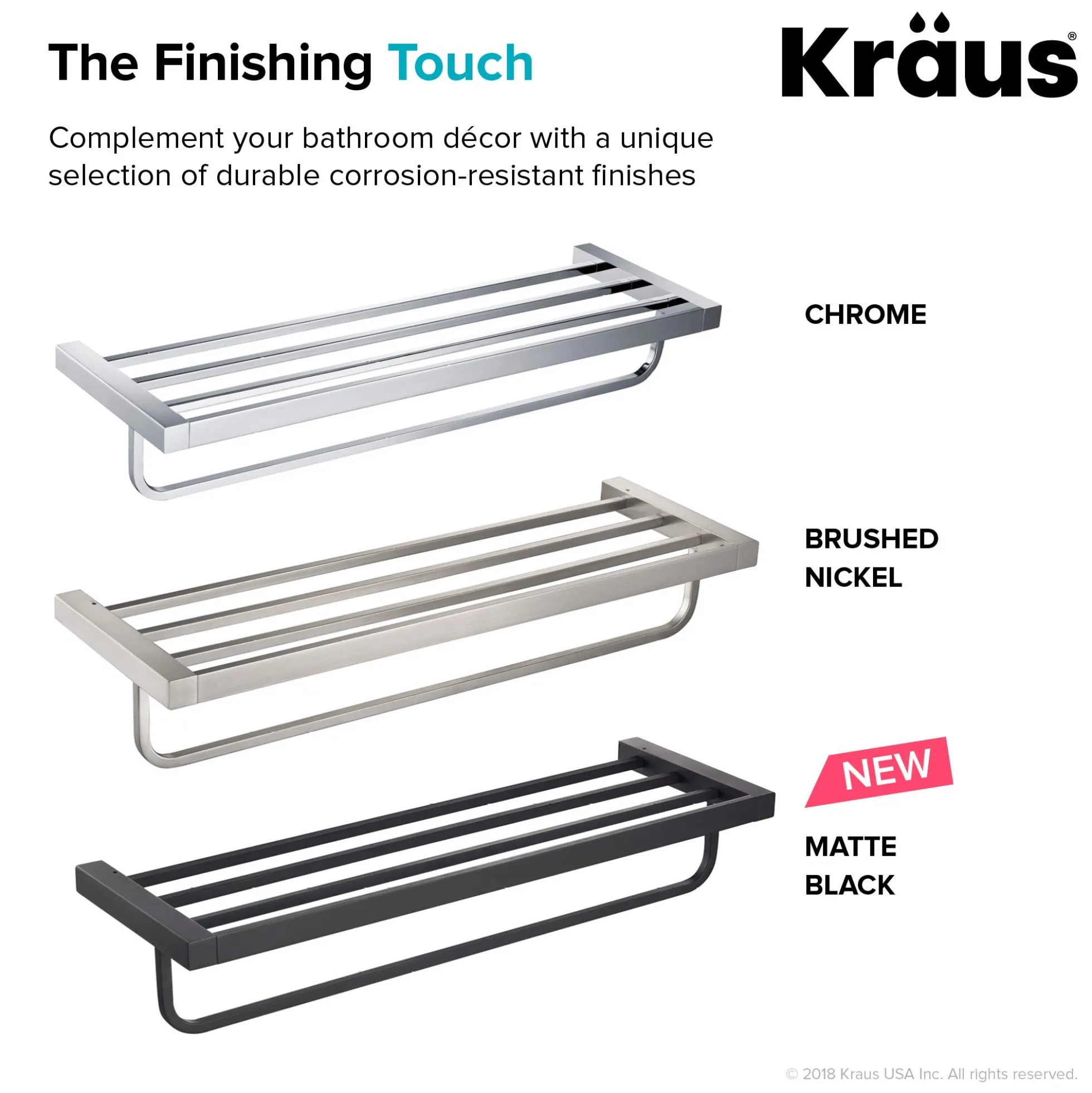 Bathroom Shelf with Towel Bar in Chrome