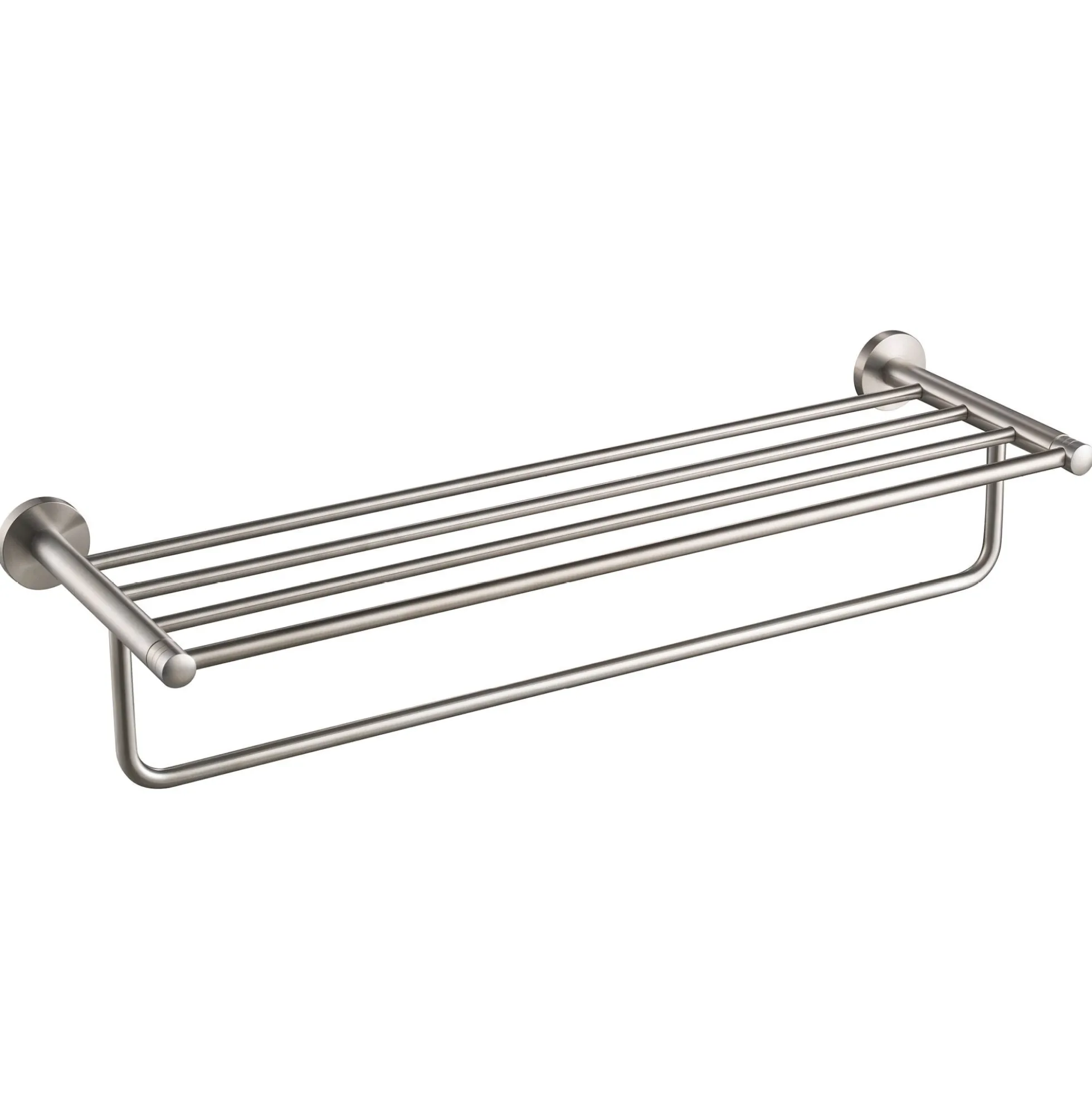 Bathroom Shelf with Towel Bar in Brushed Nickel