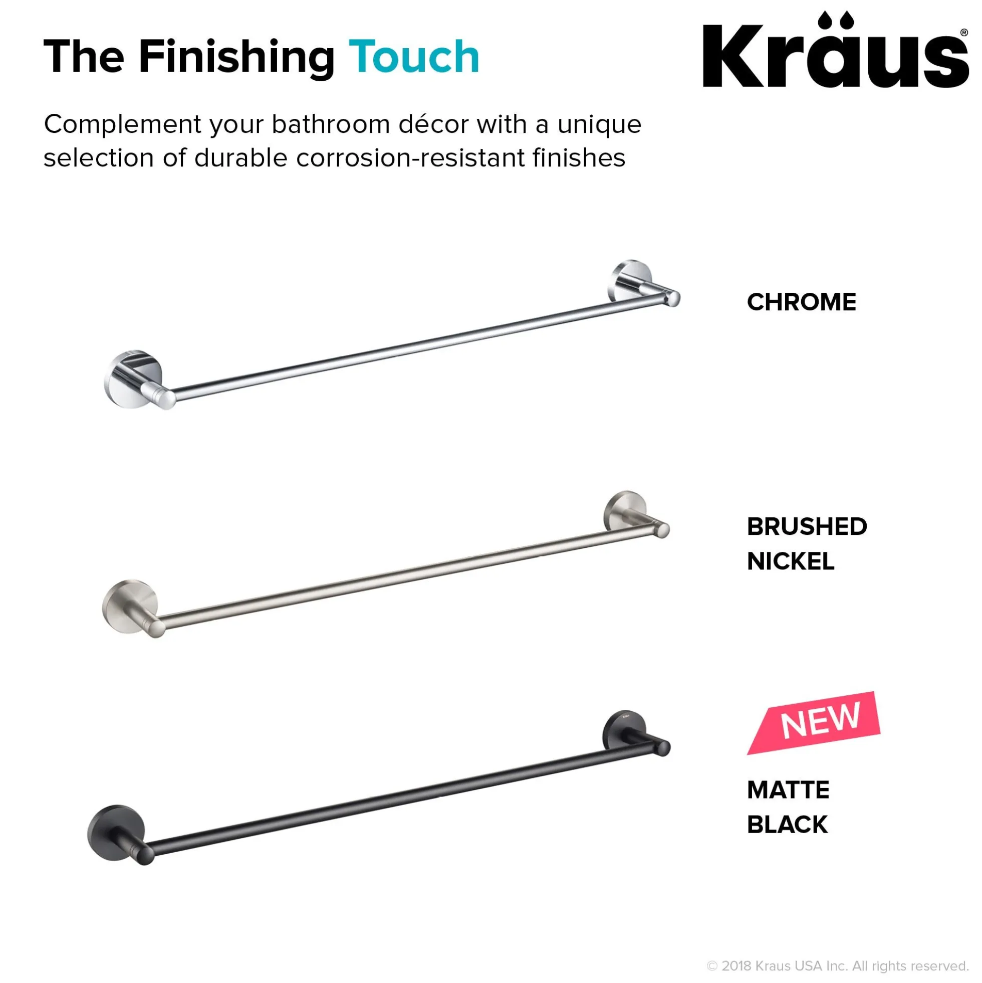 24" Bathroom Towel Bar in Brushed Nickel
