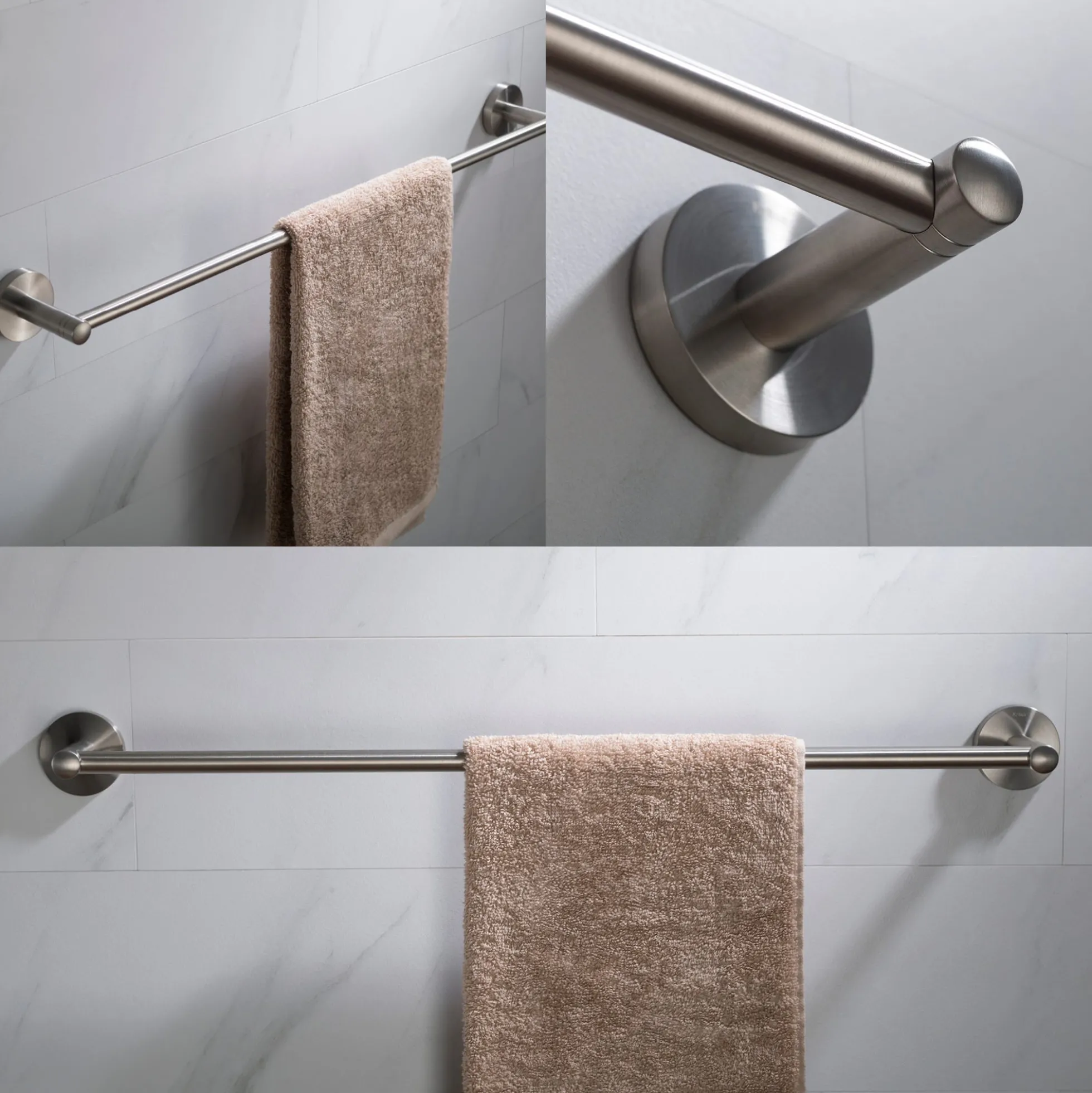 24" Bathroom Towel Bar in Brushed Nickel