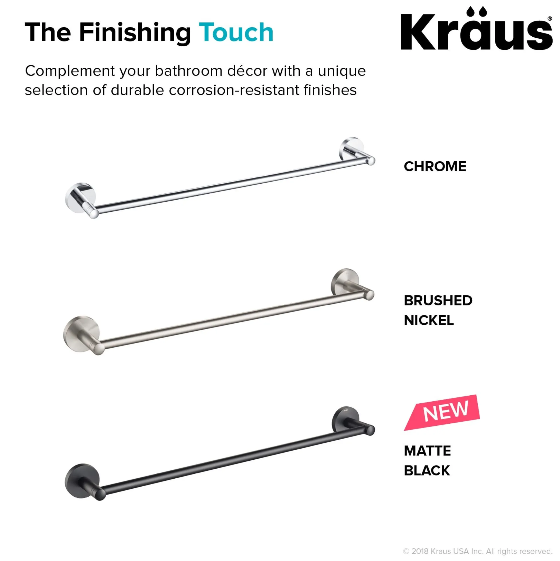 18" Bathroom Towel Bar in Brushed Nickel