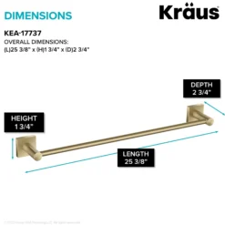 24" Bathroom Towel Bar in Brushed Gold