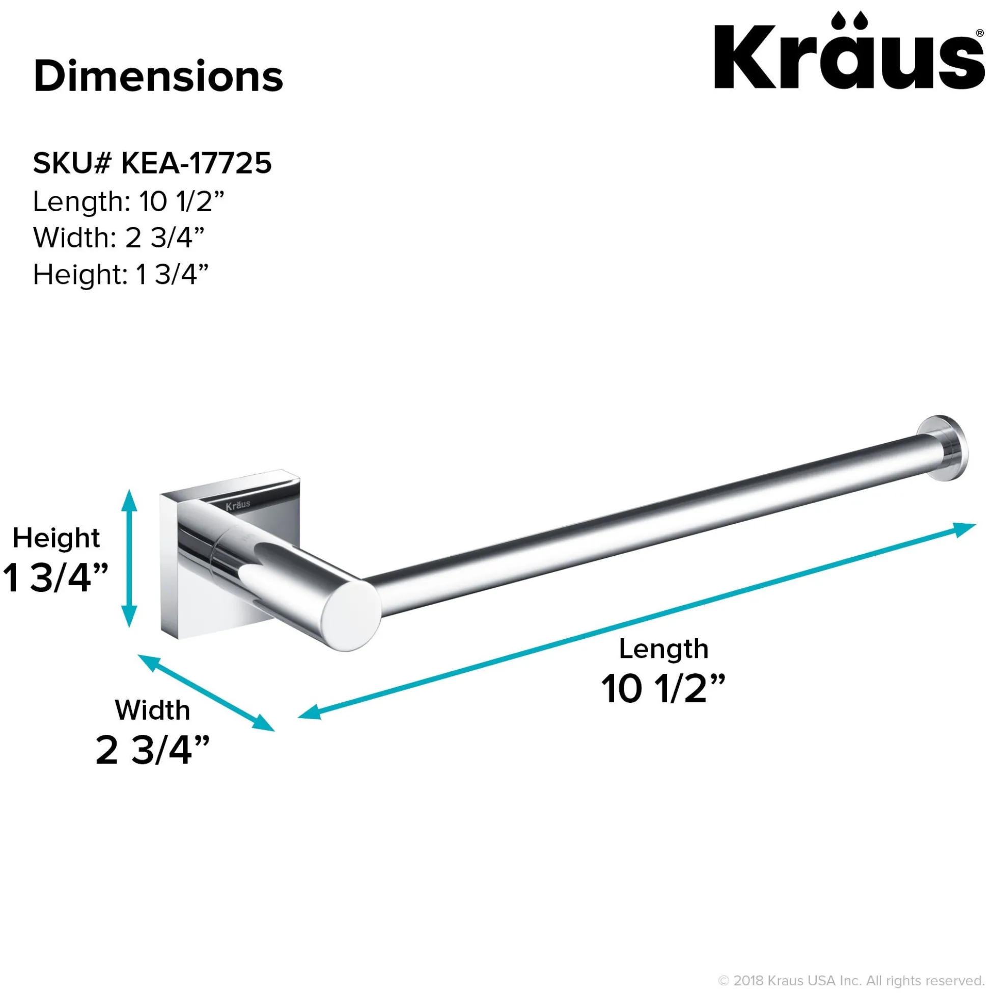 Bathroom Towel Bar in Chrome