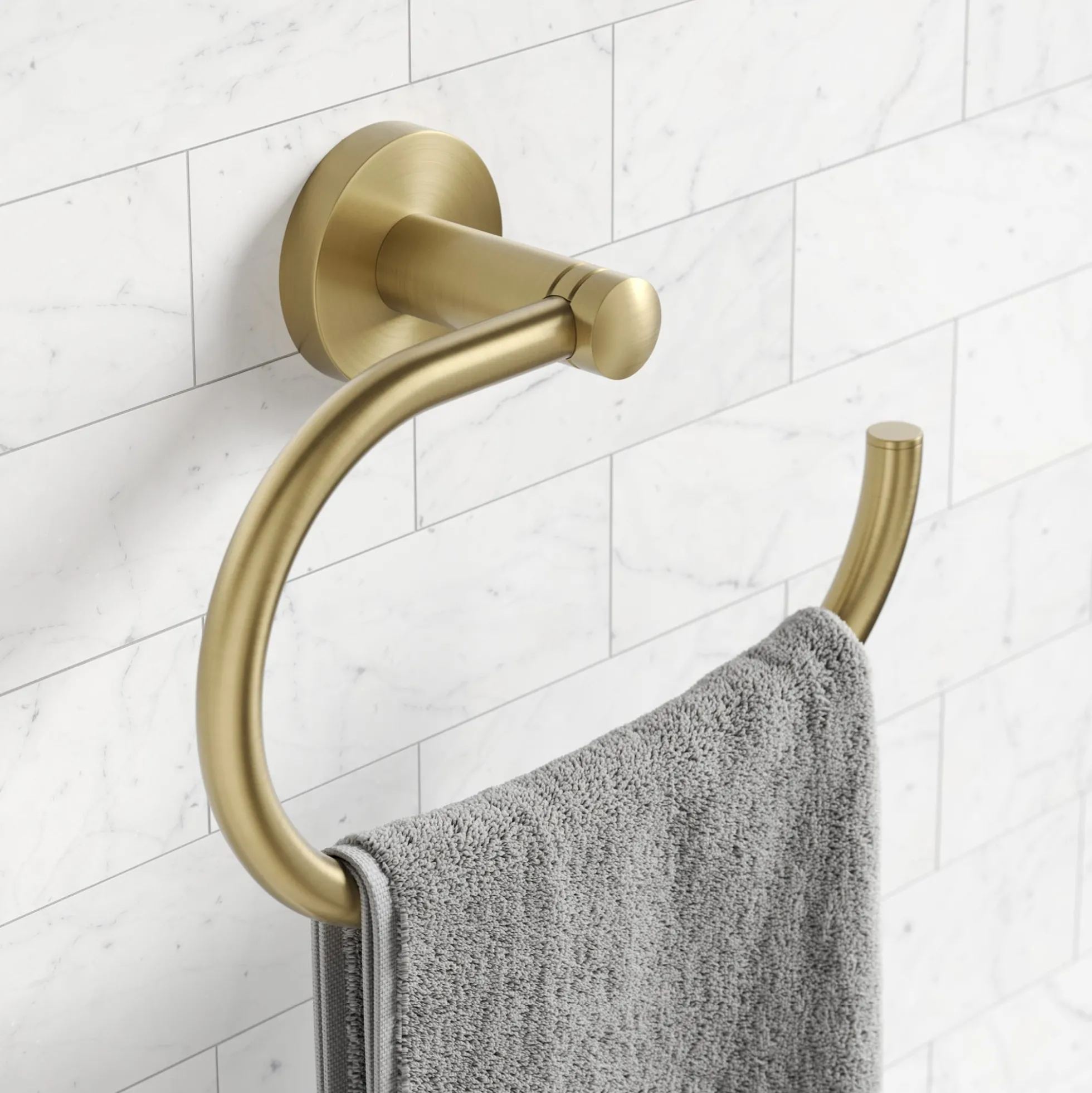 Bathroom Towel Ring in Brushed Gold