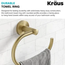 Bathroom Towel Ring in Brushed Gold