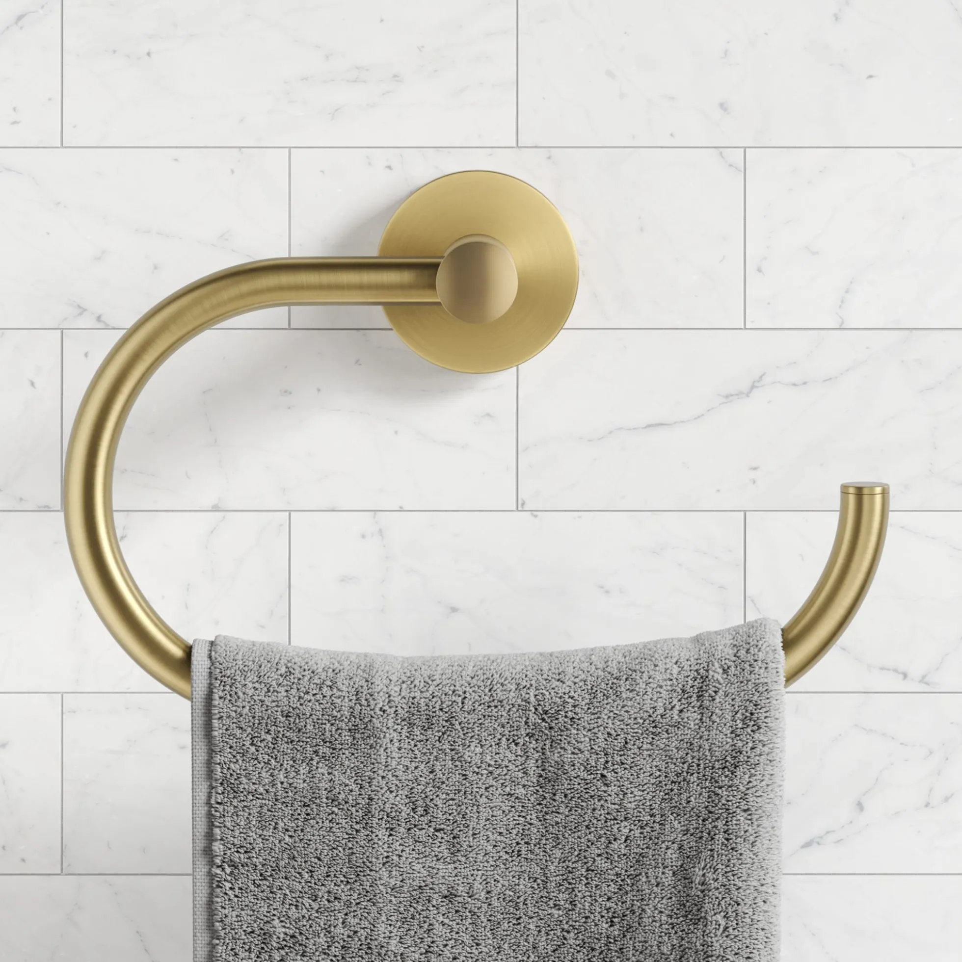 Bathroom Towel Ring in Brushed Gold