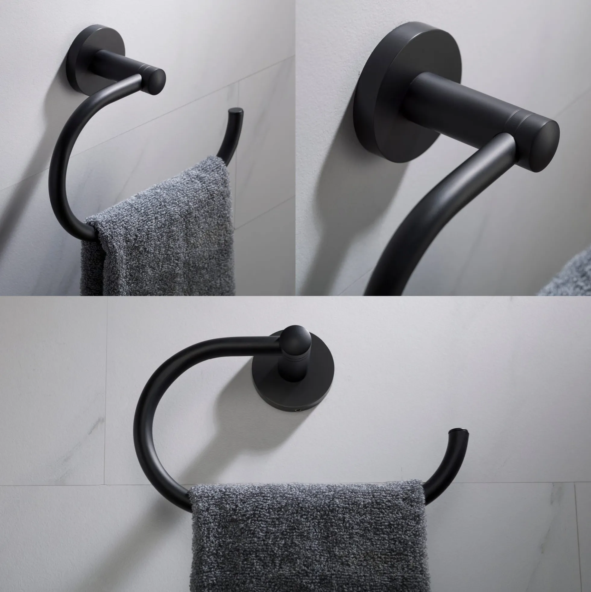 Bathroom Towel Ring in Matte Black
