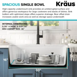 Bellucci Workstation 32 in. Undermount Granite Composite Single Bowl Kitchen Sink in White with Accessories with WasteGuard™ Continuous Feed Garbage Disposal