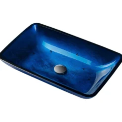 Blue Rectangular Glass Vessel 22