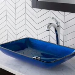 Blue Rectangular Glass Vessel 22
