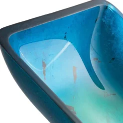 Blue Rectangular Glass Vessel 22