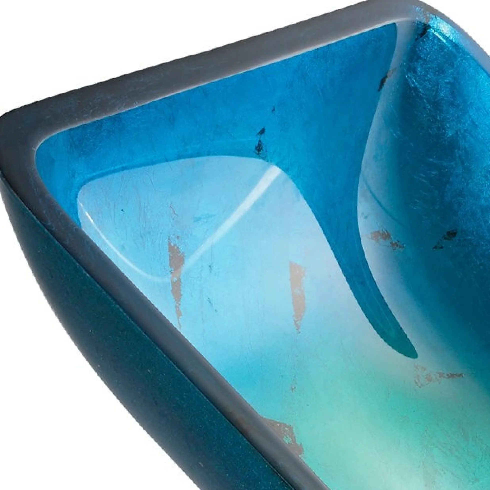 Blue Rectangular Glass Vessel 22" Bathroom Sink w/ Pop-Up Drain in Chrome
