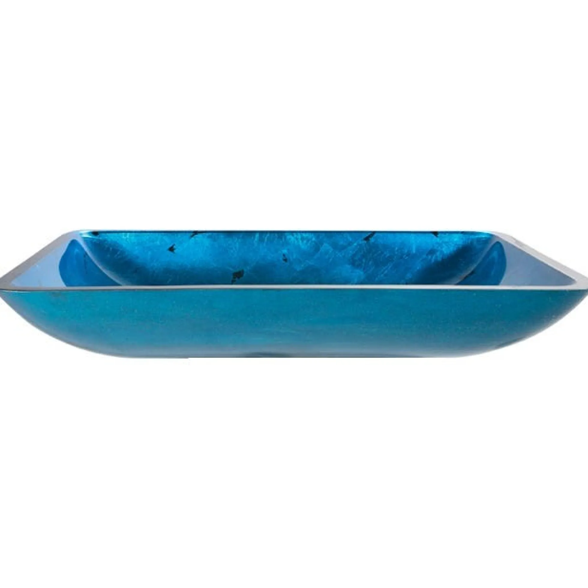 Blue Rectangular Glass Vessel 22" Bathroom Sink w/ Pop-Up Drain in Chrome