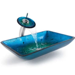 Blue Rectangular Glass Vessel 22