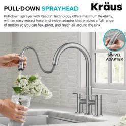 Bridge Kitchen Faucet with Pull-Down Sprayhead in Spot-Free Stainless Steel