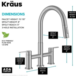 Bridge Kitchen Faucet with Pull-Down Sprayhead in Spot-Free Stainless Steel