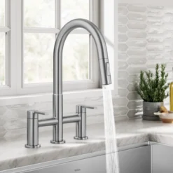 Bridge Kitchen Faucet with Pull-Down Sprayhead in Spot-Free Stainless Steel