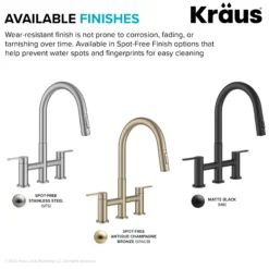 Bridge Kitchen Faucet with Pull-Down Sprayhead in Spot-Free Antique Champagne Bronze