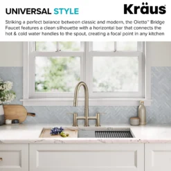 Bridge Kitchen Faucet with Pull-Down Sprayhead in Spot-Free Antique Champagne Bronze