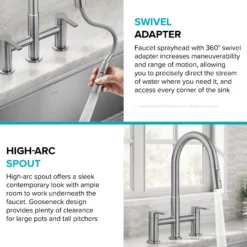 Bridge Kitchen Faucet with Pull-Down Sprayhead in Spot-Free Antique Champagne Bronze