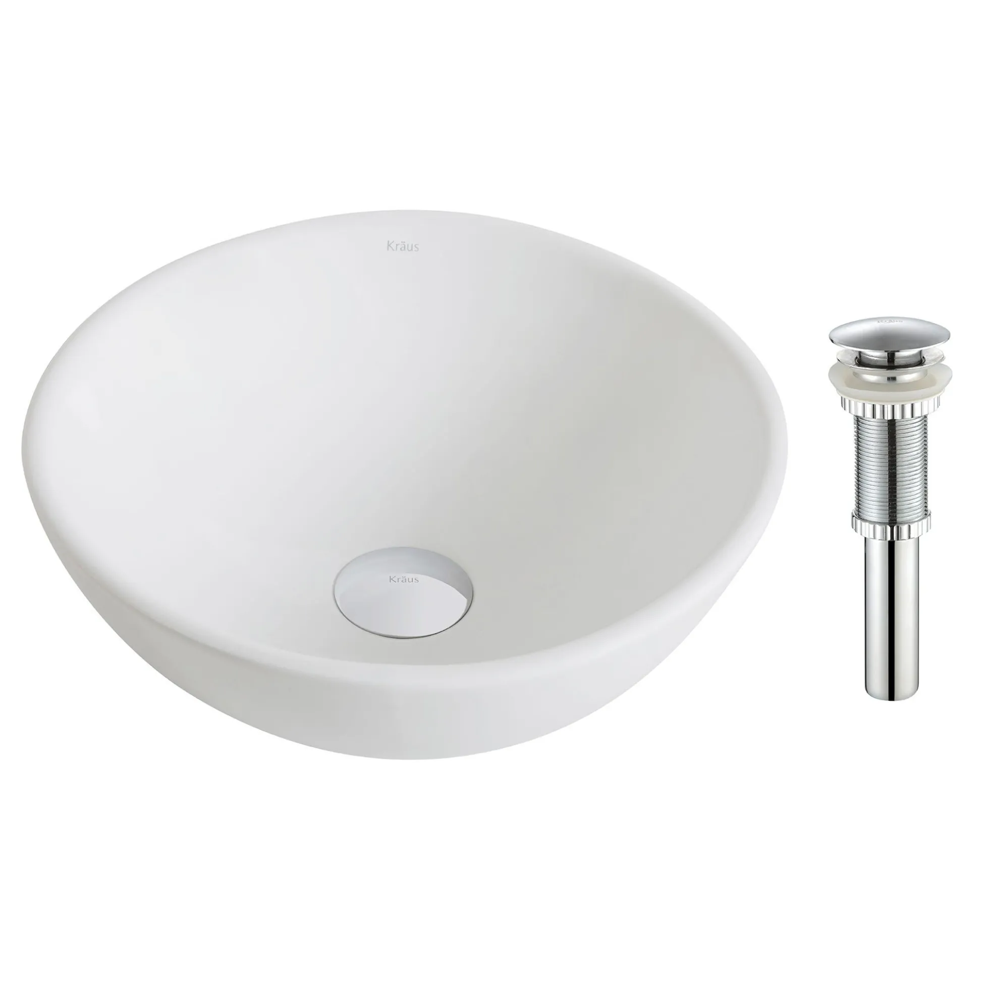 14" Ceramic Bathroom Sink in White with Pop-Up Drain in Chrome