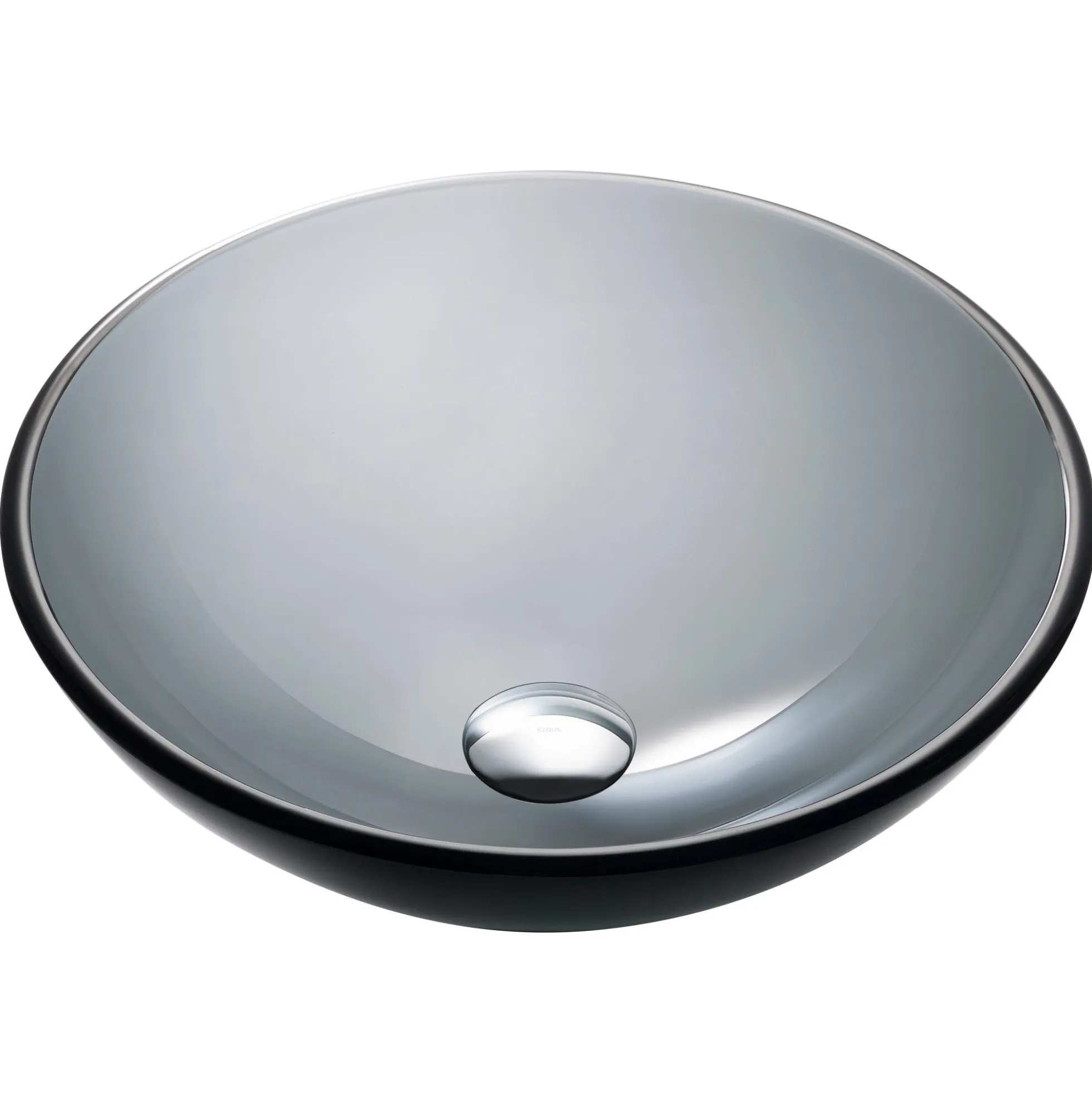 Clear Black Glass Vessel 14" Bathroom Sink