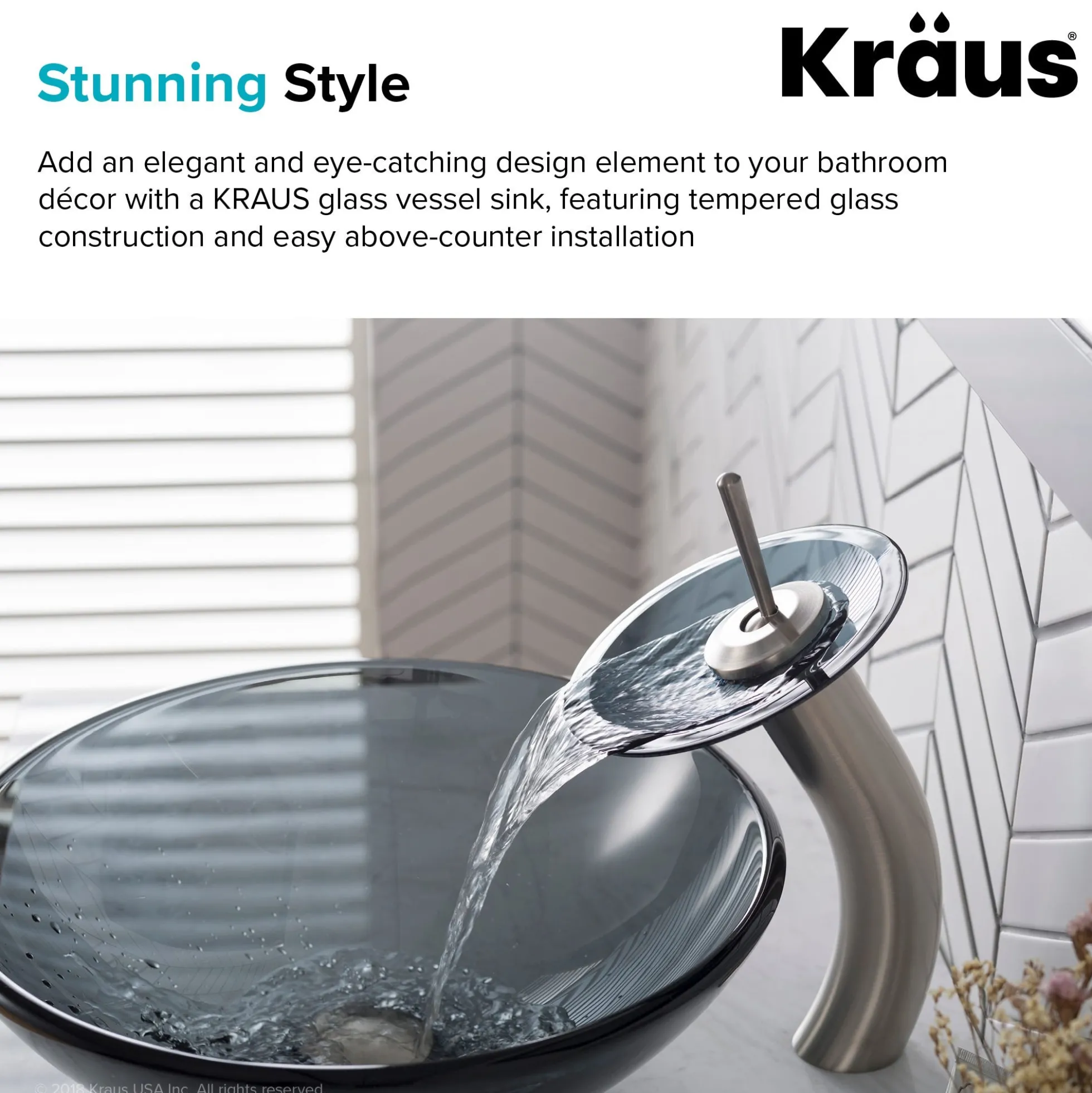 Clear Black Glass Vessel 16 1/2" Bathroom Sink