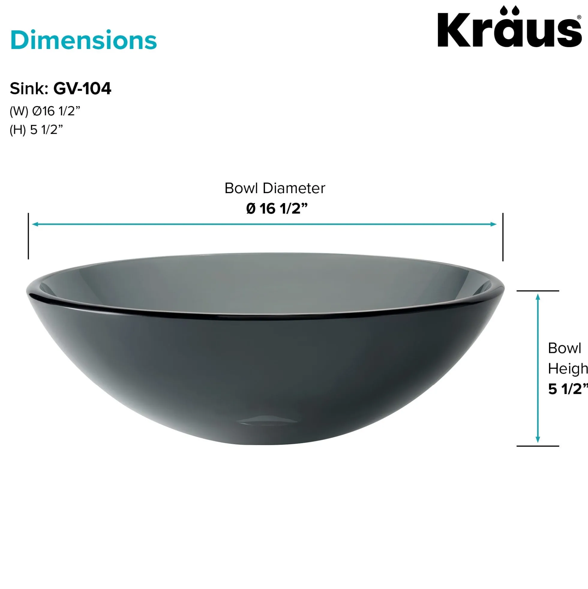 Clear Black Glass Vessel 16 1/2" Bathroom Sink