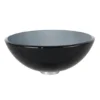 Clear Black Glass Vessel 14" Bathroom Sink w/ Pop-Up Drain in Satin Nickel