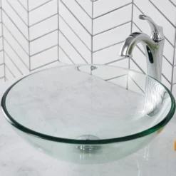 Clear Glass Vessel 16 1/2" Bathroom Sink