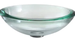 Clear Glass Vessel 17" Bathroom Sink w/ Pop-Up Drain in Chrome