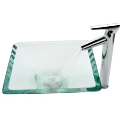 Clear Square Glass Vessel 16 1/2