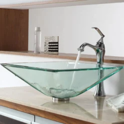 Clear Square Glass Vessel 16 1/2