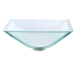 Clear Square Glass Vessel 16 1/2