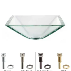 Clear Square Glass Vessel 16 1/2