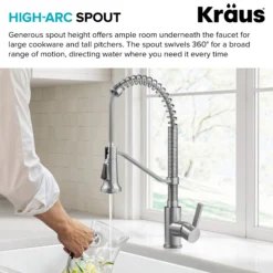 Commercial Style 2-Function Single Handle Pull Down Kitchen Faucet in Spot-Free Stainless Steel
