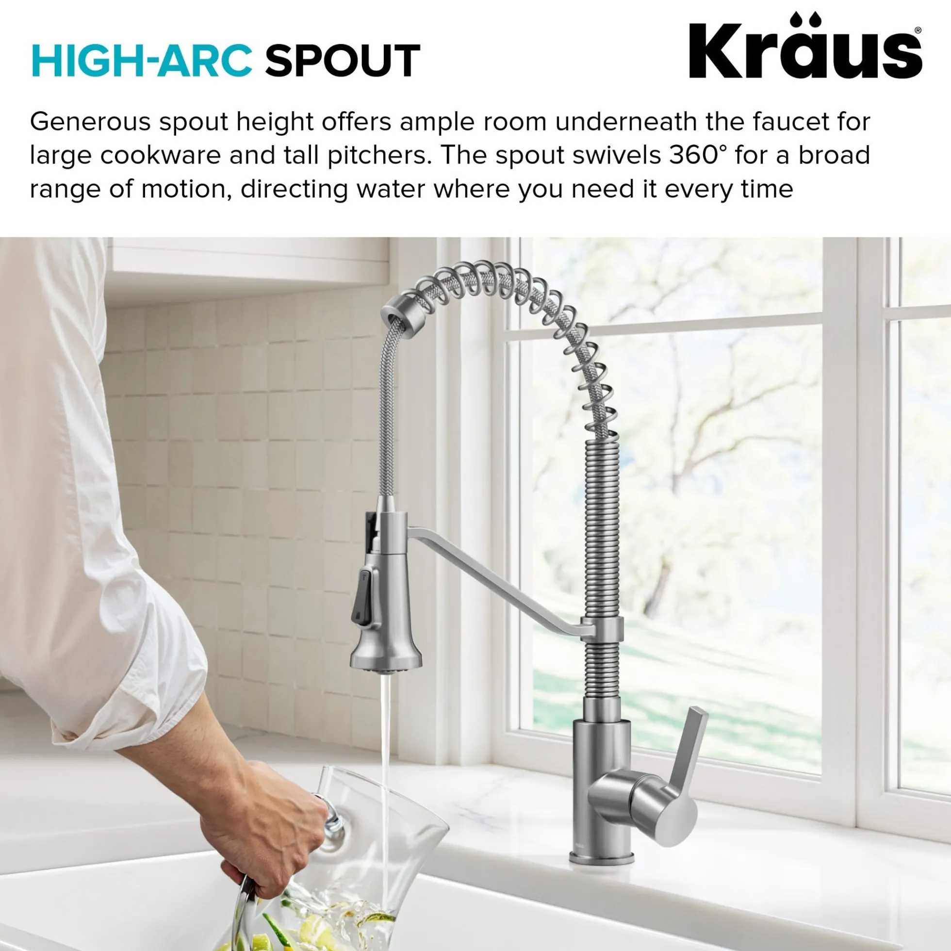 Commercial Style 2-Function Single Handle Pull Down Kitchen Faucet in Spot-Free Stainless Steel