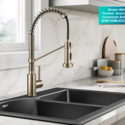 Commercial Style 2-Function Single Handle Pull Down Kitchen Faucet in Spot-Free Antique Champagne Bronze