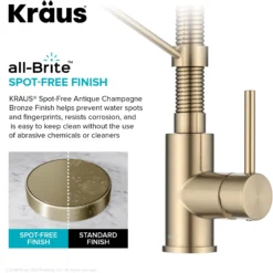 Commercial Style 2-Function Single Handle Pull Down Kitchen Faucet in Spot-Free Antique Champagne Bronze
