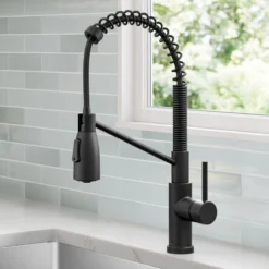 Commercial Style 2-Function Single Handle Pull Down Kitchen Faucet in Matte Black