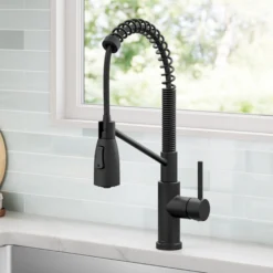Commercial Style 2-Function Single Handle Pull Down Kitchen Faucet in Matte Black