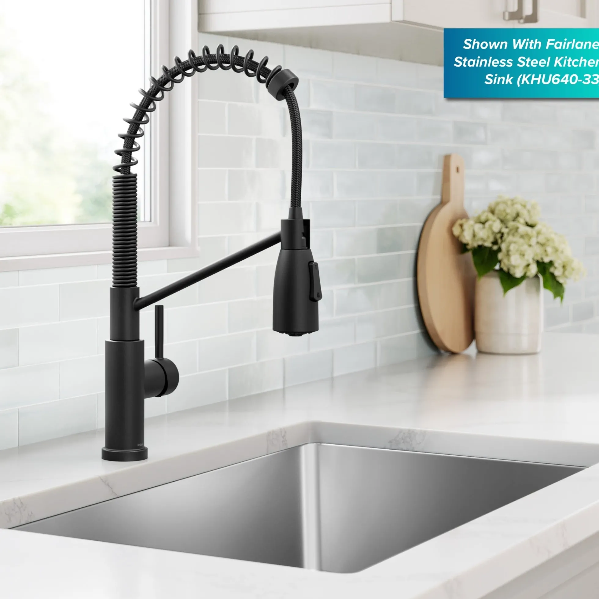 Commercial Style 2-Function Single Handle Pull Down Kitchen Faucet in Matte Black