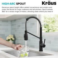 Commercial Style 2-Function Single Handle Pull Down Kitchen Faucet in Matte Black