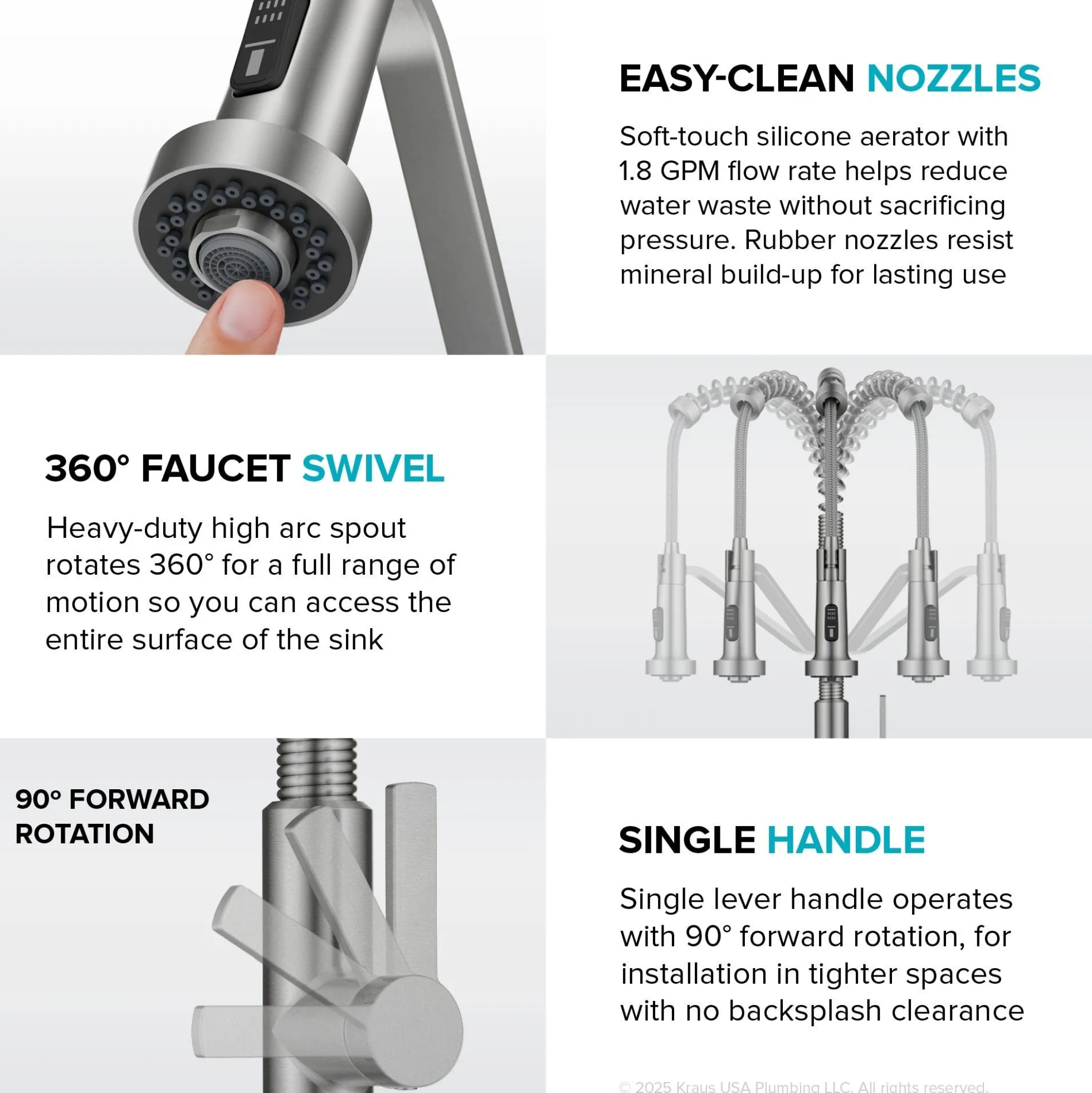 Commercial Style 2-Function Single Handle Pull Down Kitchen Faucet in Spot-Free Stainless Steel