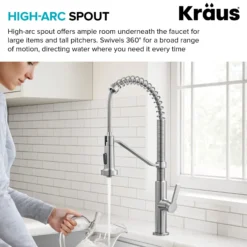 Commercial Style 2-Function Single Handle Pull Down Kitchen Faucet in Spot-Free Stainless Steel