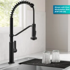 Commercial Style 2-Function Single Handle Pull Down Kitchen Faucet in Matte Black